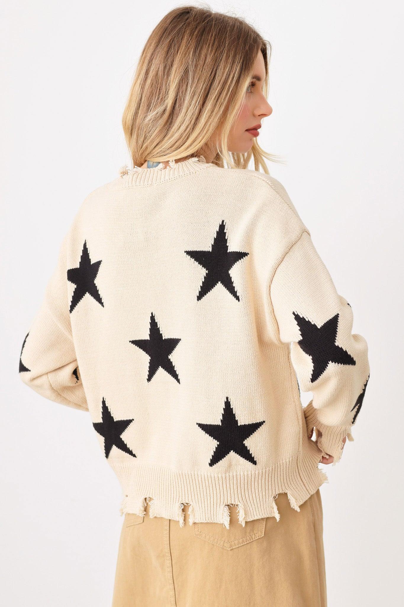 Frayed star outlet sweater