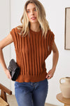 Oversize Sleeveless Ladder Stitch Ribbed Sweater Top - Tasha Apparel Wholesale