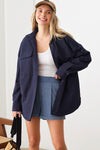 Oversize Wrinkled Two Front Pocket Button Down Shacket Jacket - Tasha Apparel Wholesale