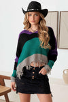 V Neck Long Sleeve with Destroyed Hem Sweater - Tasha Apparel Wholesale