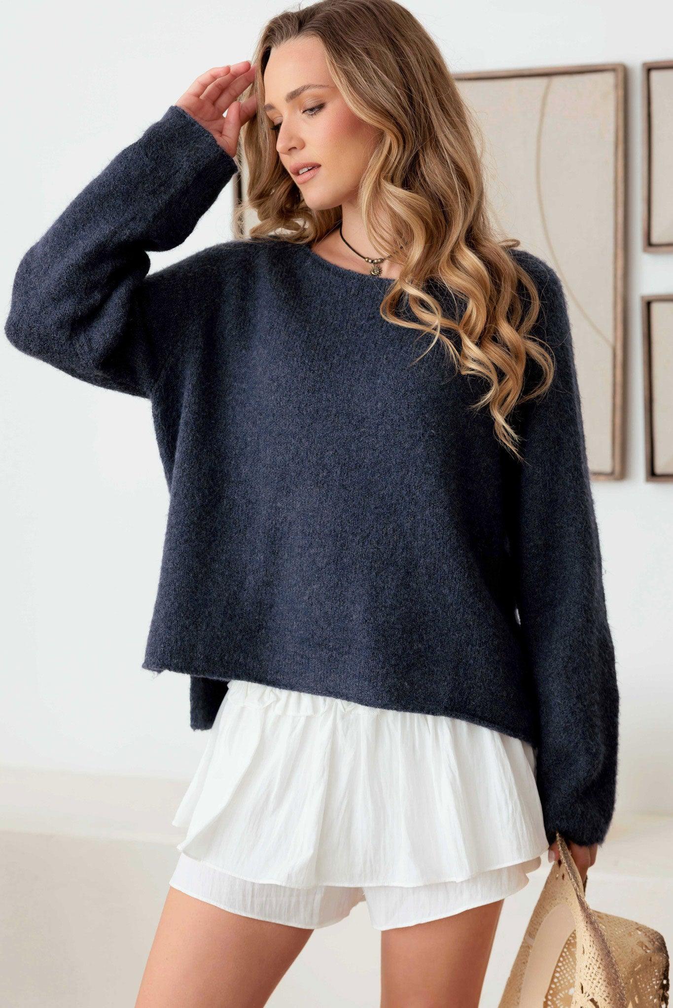 Long Sleeve Relax Raglan Sleeve Knit - Tasha Apparel Wholesale