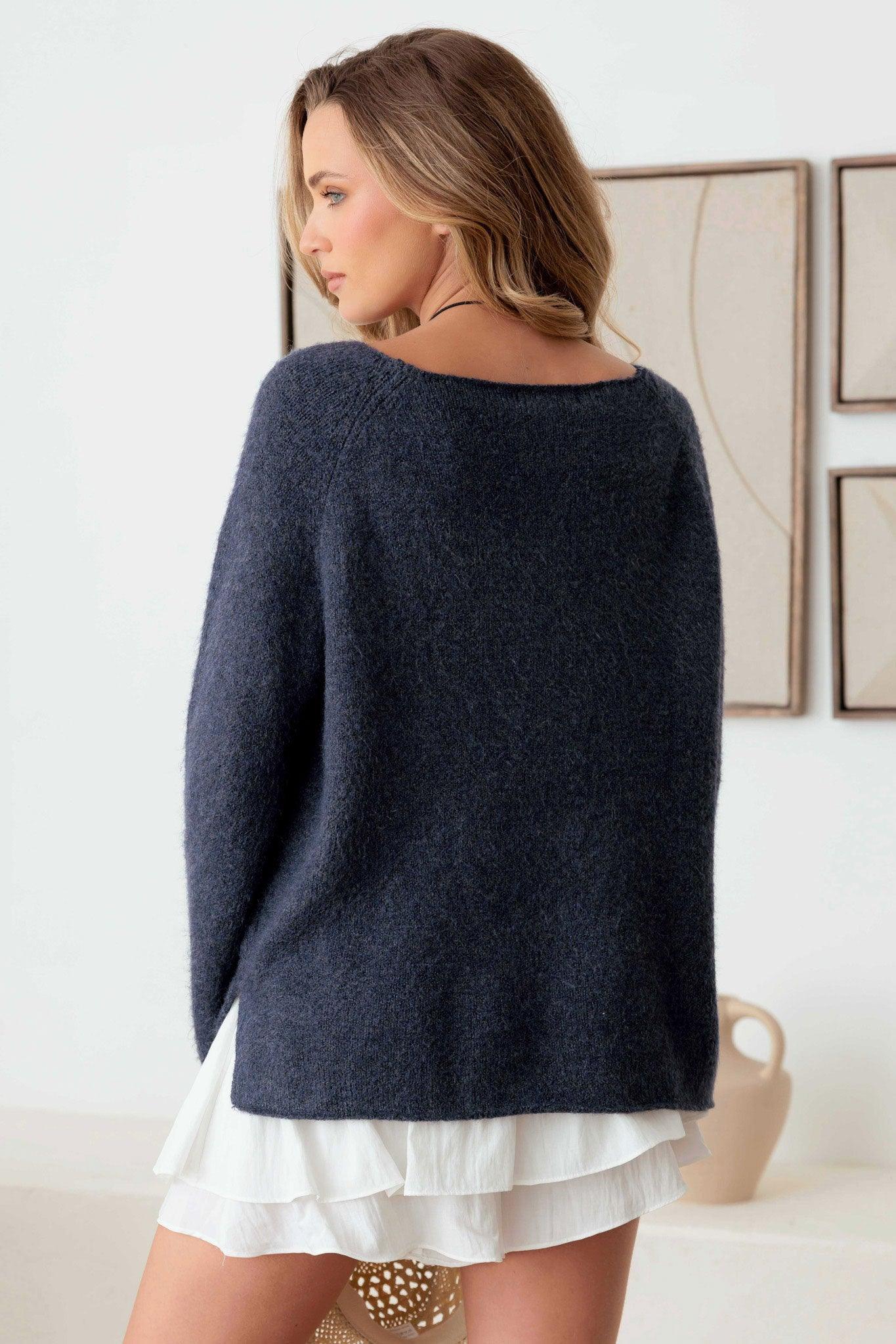 Long Sleeve Relax Raglan Sleeve Knit - Tasha Apparel Wholesale