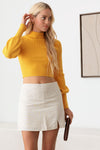 Mock Neck Long Sleeve Open Back Crop Sweater - Tasha Apparel Wholesale