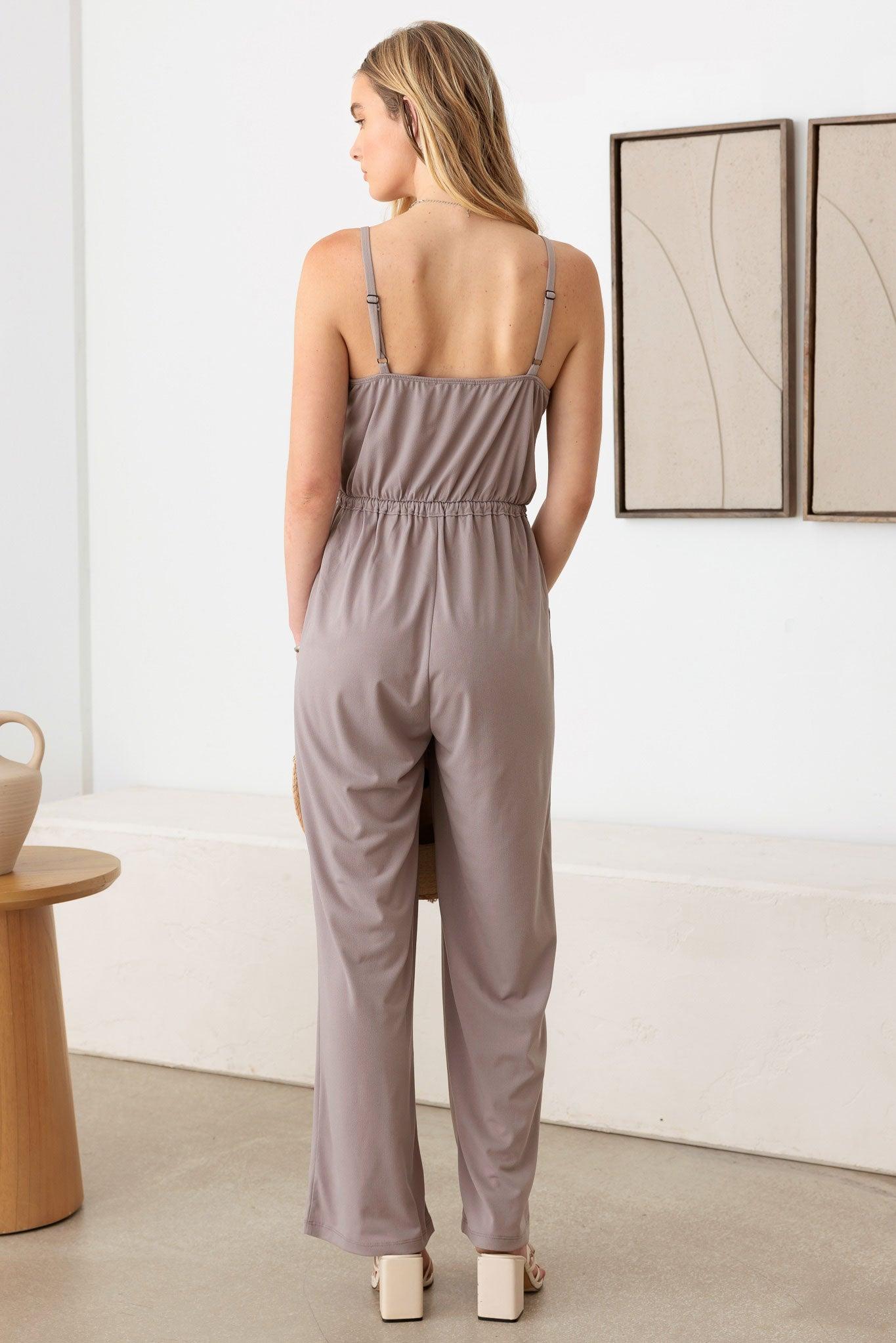 Sleeveless Self Front Tie Jumpsuit - Tasha Apparel Wholesale