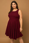 Plus Size Texture Sleeveless Scoop Neckline Mini Dress