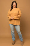 Plus Size Relax Fit knit texture Caramel Sweater