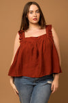 Plus Size Ruffle Sleeveless Babydoll Top