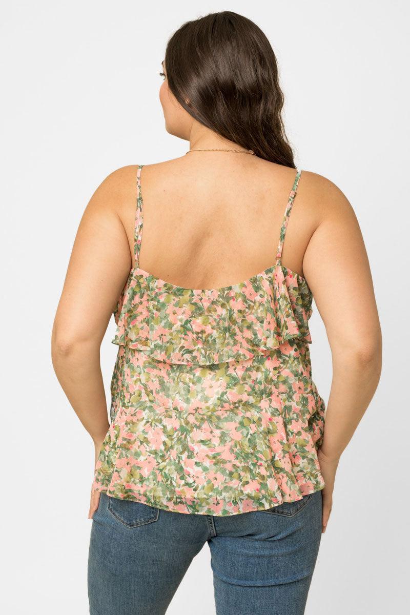 Plus Size Square Neck Ruffle Floral Print Top - Tasha Apparel Wholesale