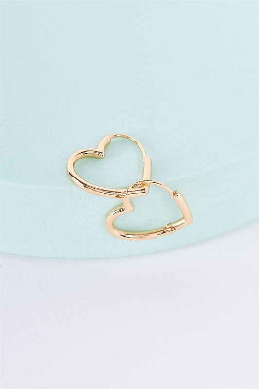 Gold Heart Drop Hoop Earrings /3 Pairs