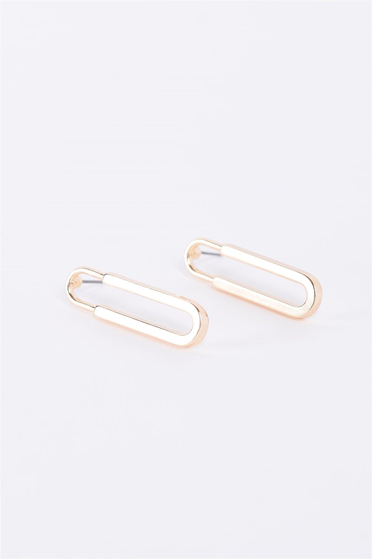 Gold Minimalistic Long Oval Stud Earrings /3 Pairs