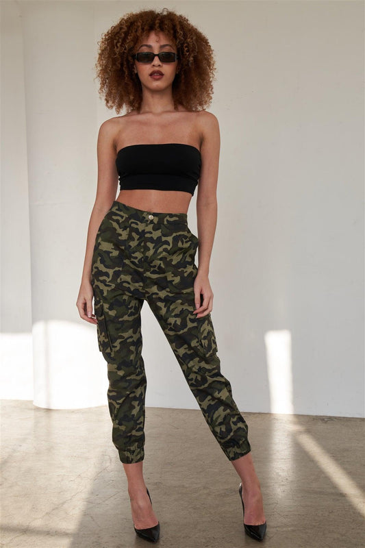 Olive Camouflage Cargo Jogger Pants