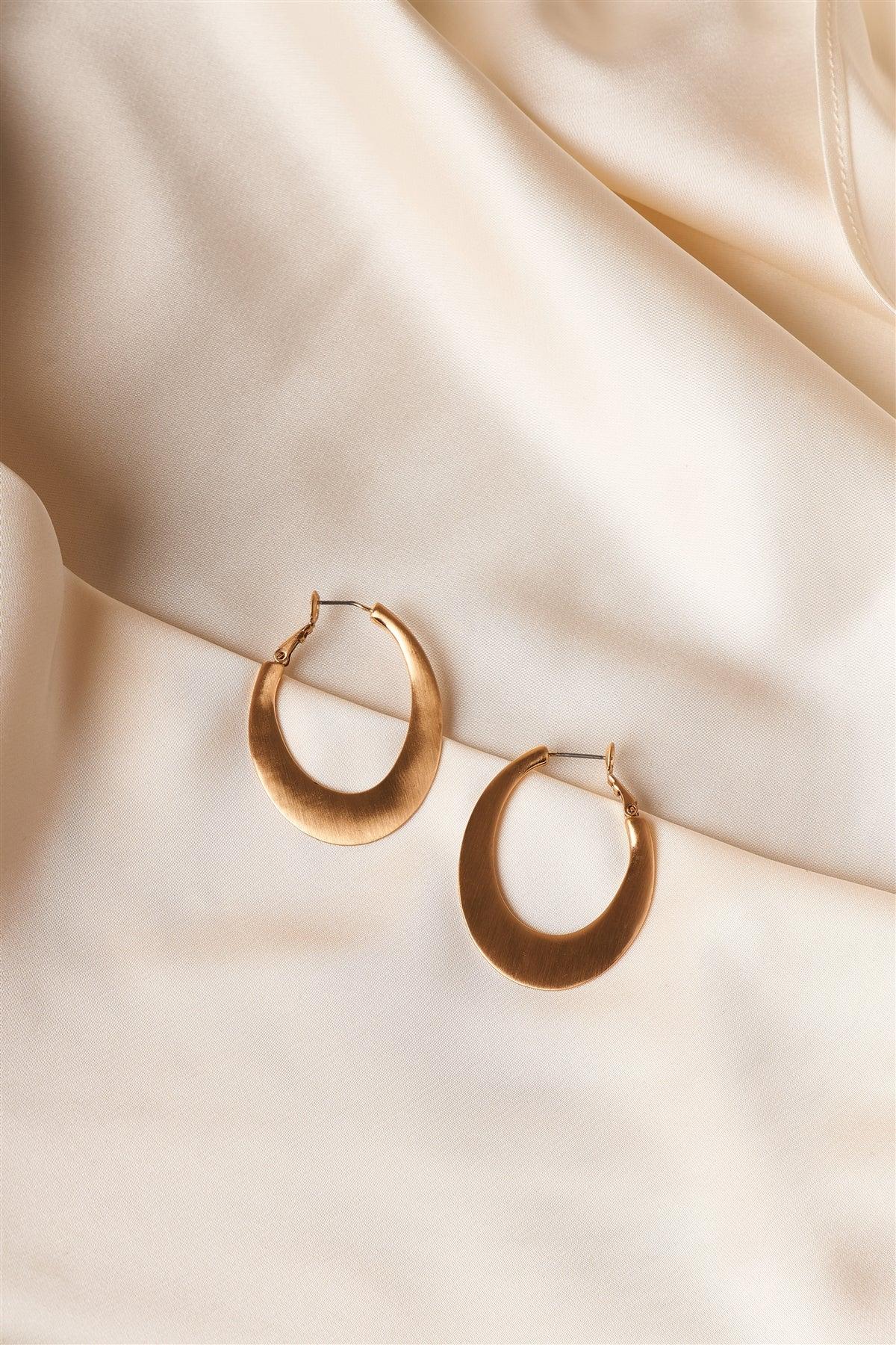 Shiny Gold Oval Hoop Earrings /6 Pairs