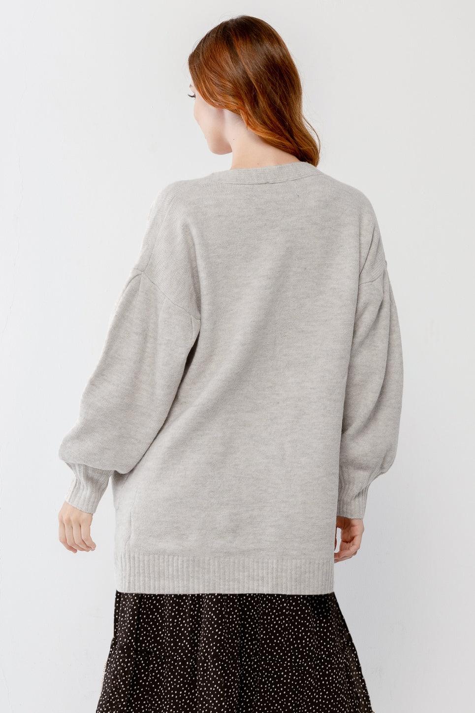 Heather Grey Knit Two Pocket Soft To Touch Open Front Cardigan /2-3-1