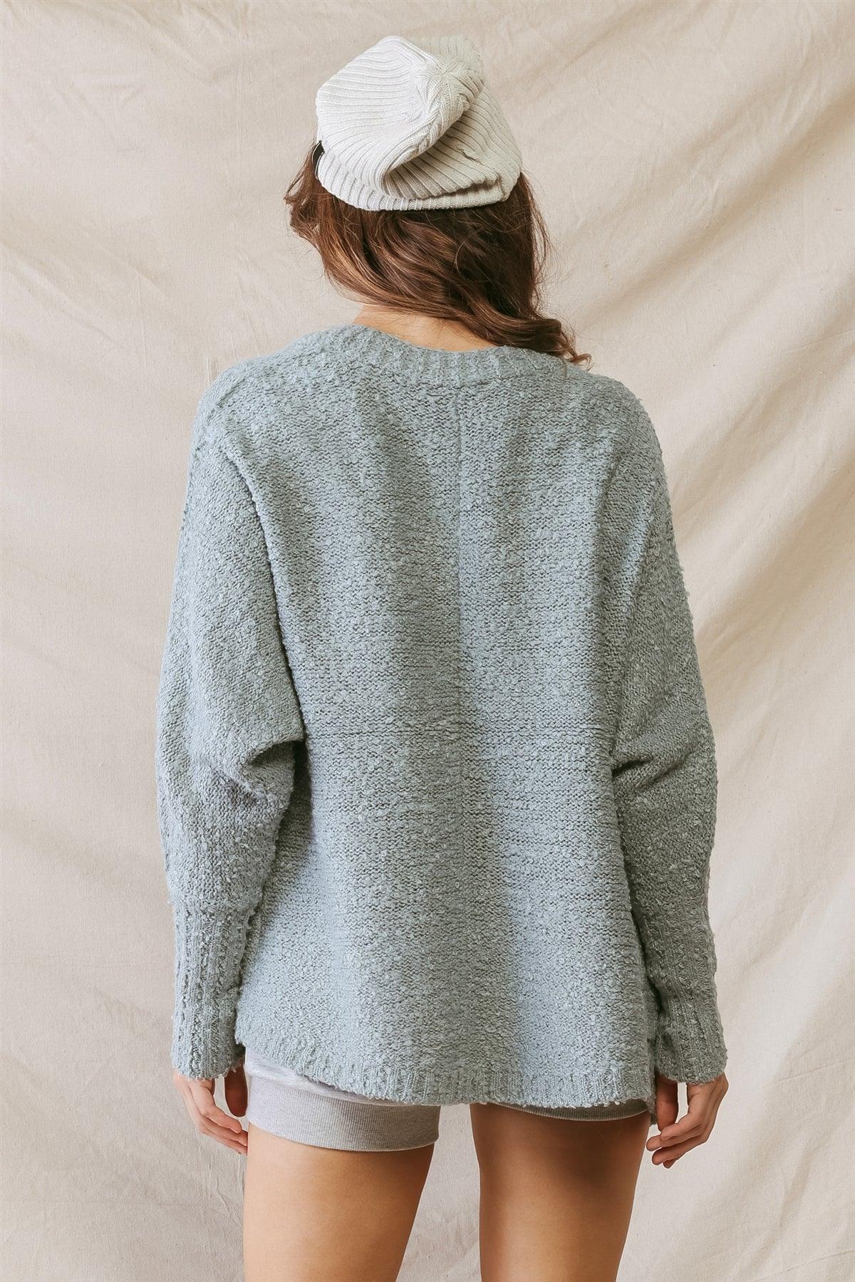 Sage Knit Textured Two Pocket Open Front Cardigan /2-2