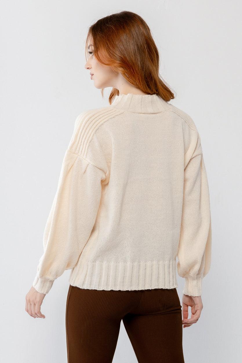 Cream Knit Crew Neck Long Sleeve Sweater /2-2-2