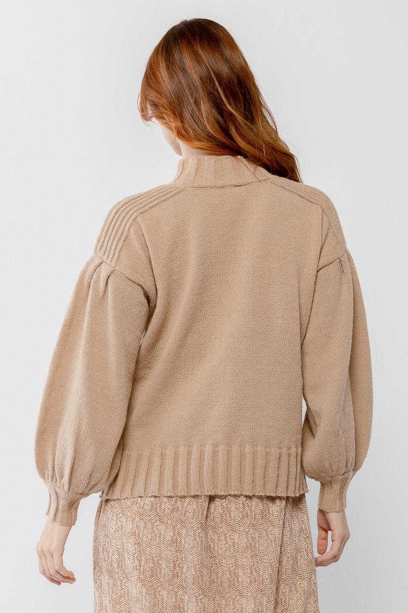 Mocha Knit Crew Neck Long Sleeve Sweater /2-1-2