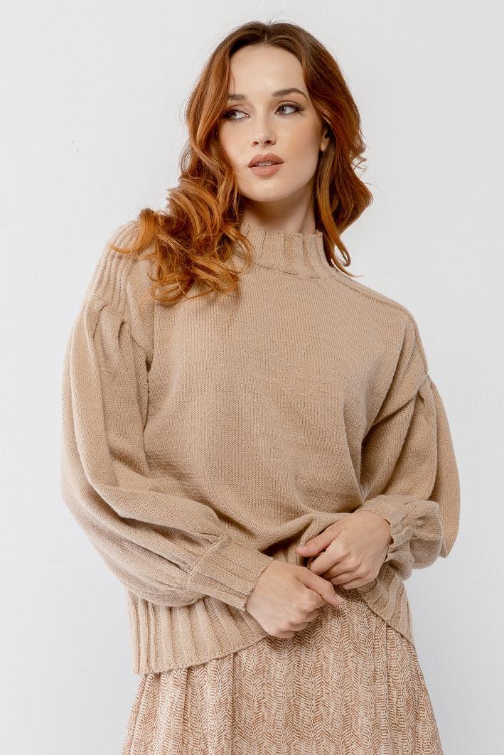 Mocha Knit Crew Neck Long Sleeve Sweater /2-1-2