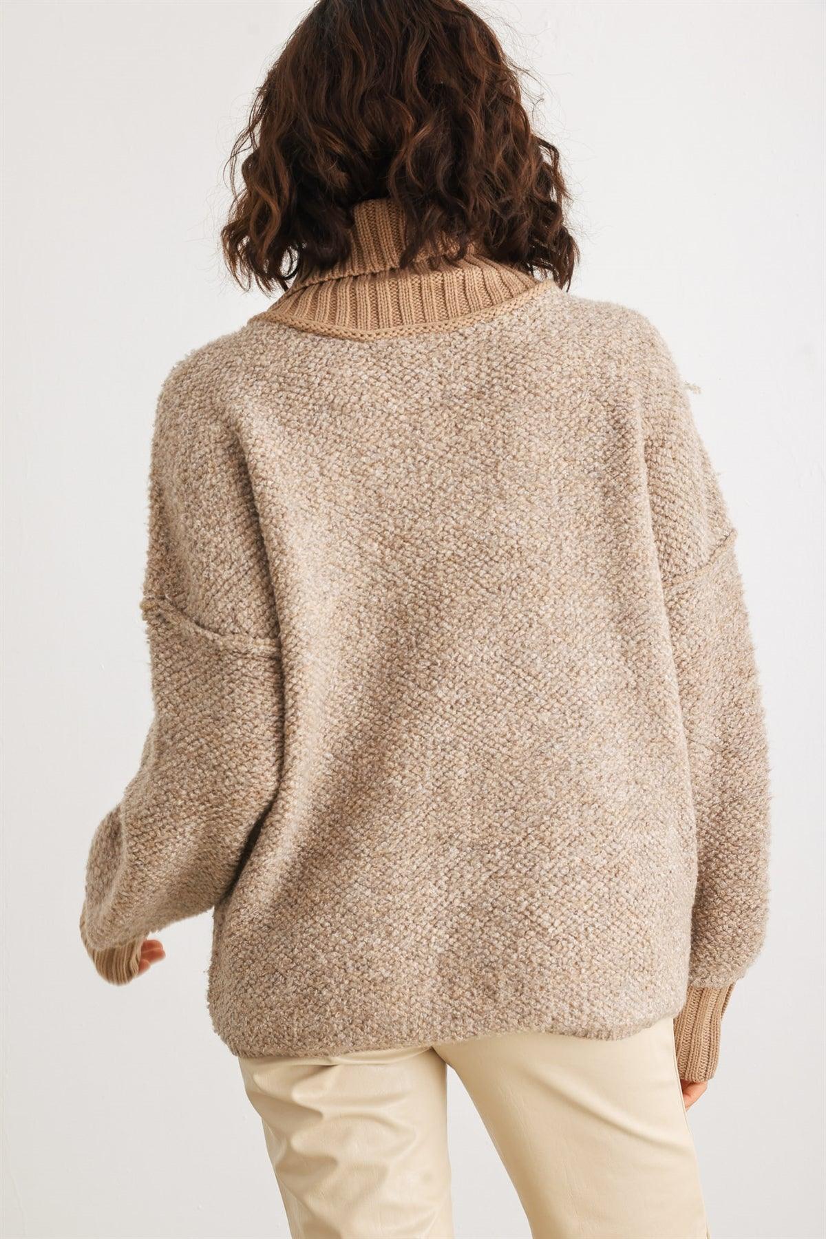 Mocha Knit Turtle Neck Long Sleeve Sweater /2-2-2