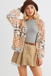 Mocha Mix Crochet Knit Fuzzy Two Pocket Open Front Cardigan /2-2-2