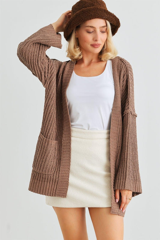 Cocoa Knit Long Sleeve Two Pocket Open Front Cardigan /2-3-1