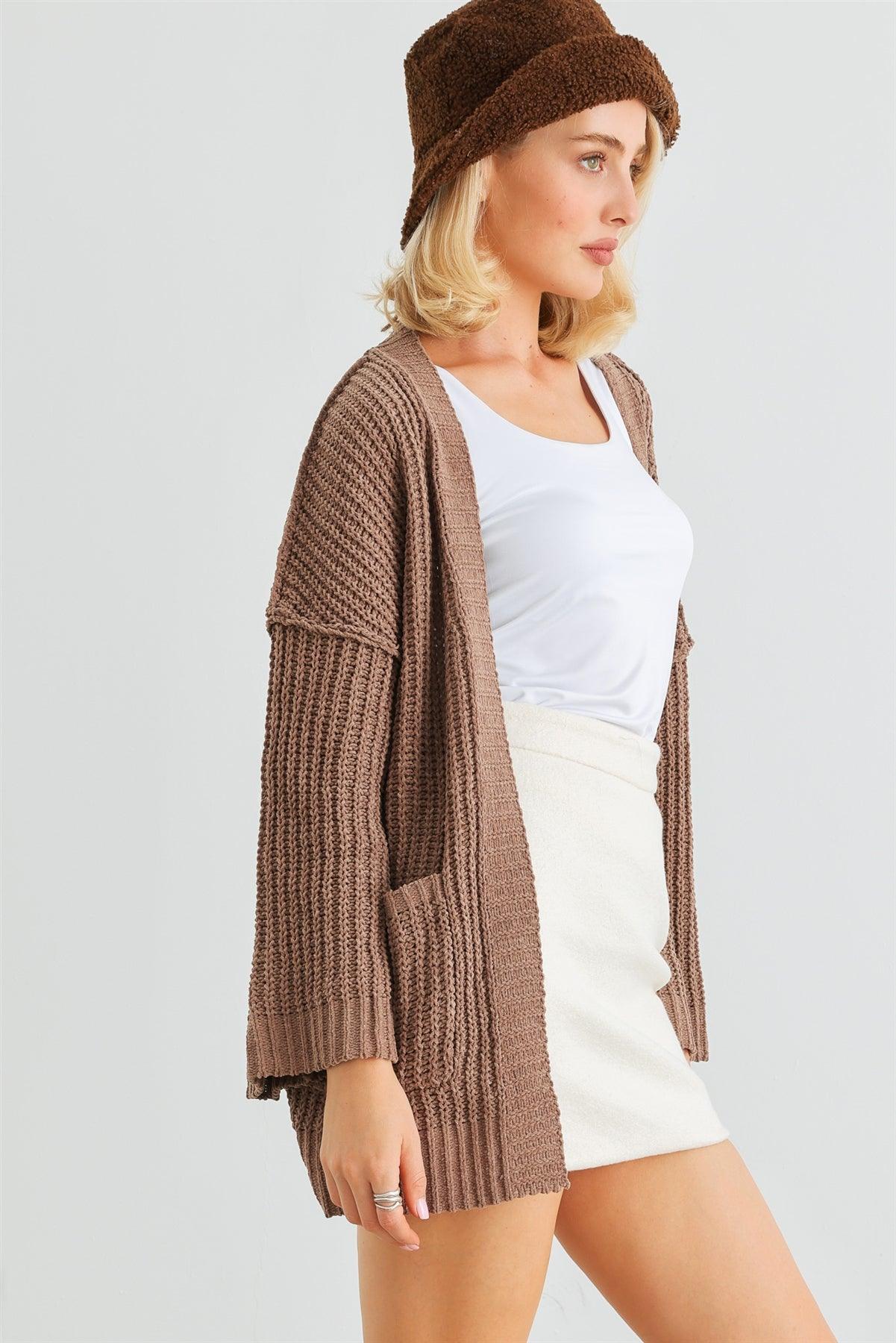 Cocoa Knit Long Sleeve Two Pocket Open Front Cardigan /2-3-1