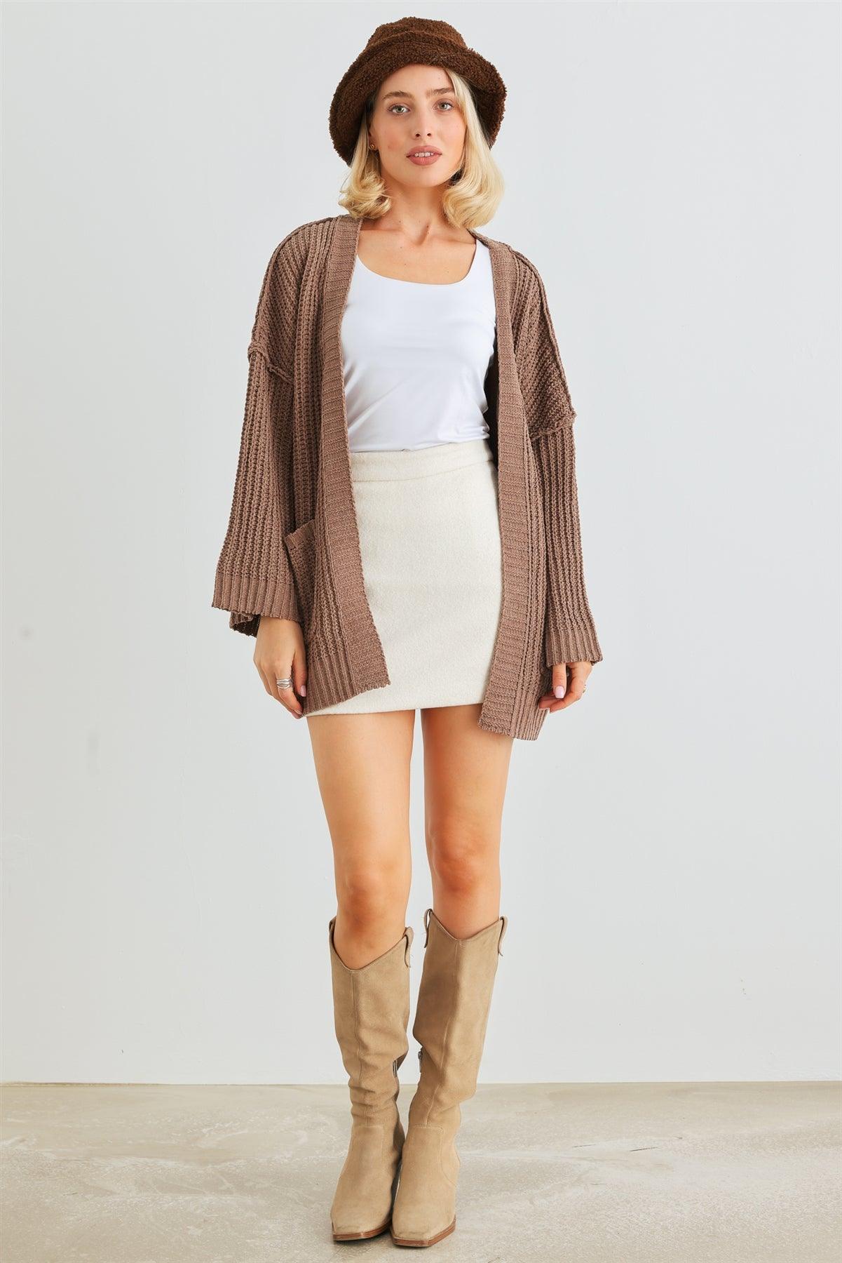 Cocoa Knit Long Sleeve Two Pocket Open Front Cardigan /2-3-1