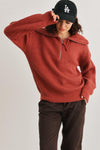 Rust Knit Zip-Up Turtle Neck Long Sleeve Sweater /1-2-3