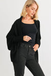 Black Knit Batwing Sleeve Open Front Cardigan /2-2-2