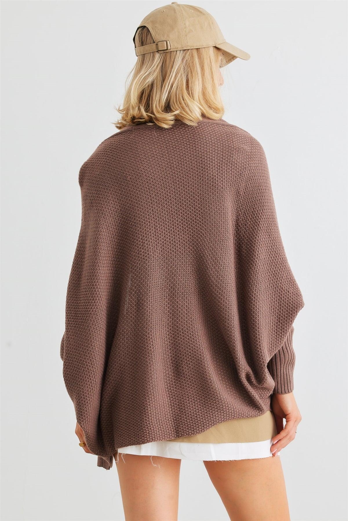 Cocoa Knit Batwing Sleeve Open Front Cardigan /2-2-2