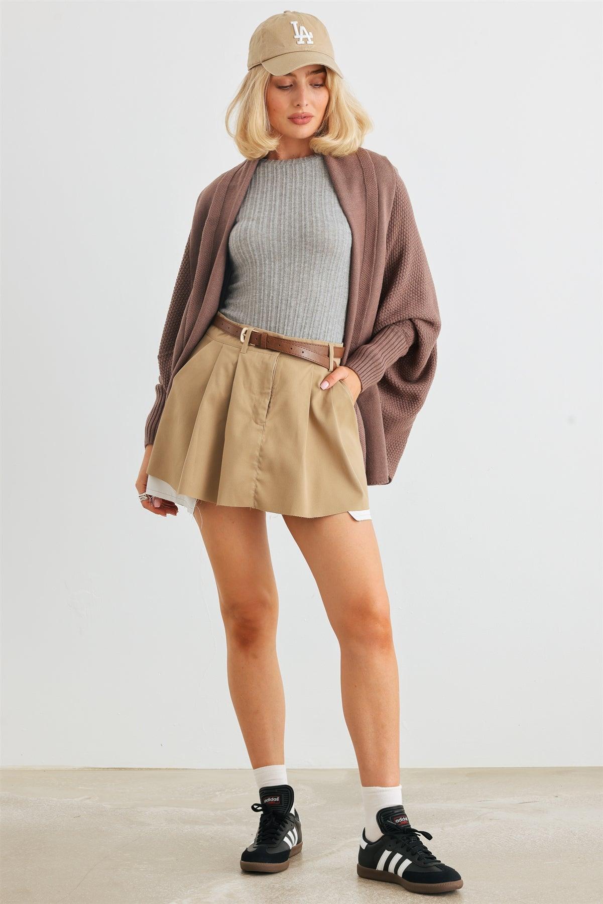 Cocoa Knit Batwing Sleeve Open Front Cardigan /2-2-2