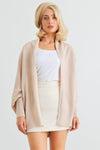 Oatmeal Knit Batwing Sleeve Open Front Cardigan /2-2-2