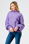 Very Peri Knit Mock Neck Lantern Sleeve Sweater /2-2-2