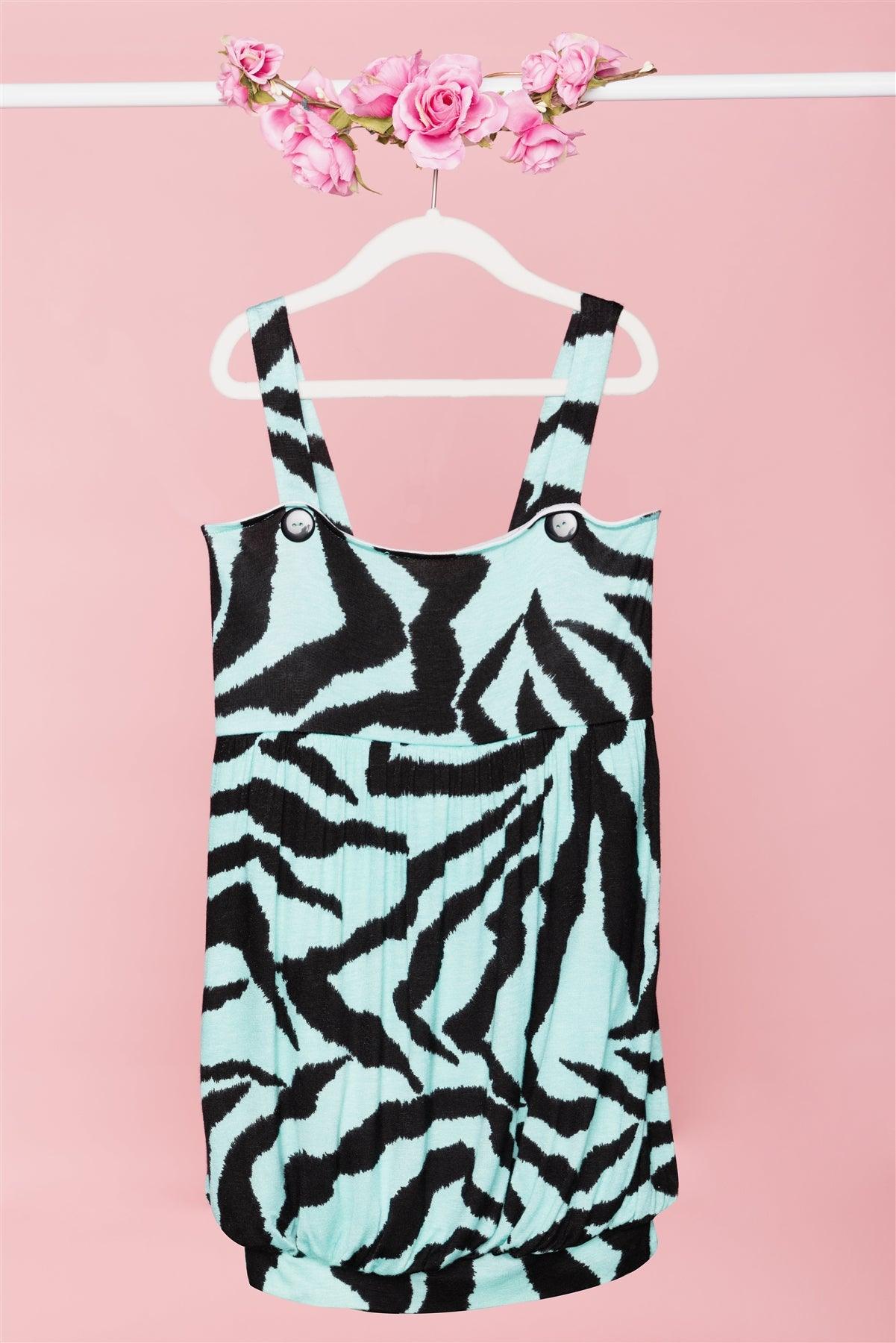 Girls Turquoise Black Zebra Print Dress /1-2-1-1-2-2