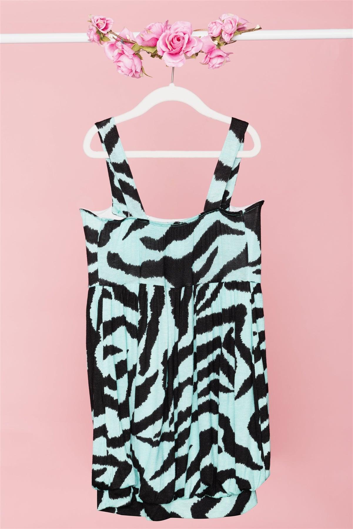 Toddler Girls Turquoise Black Zebra Print Dress /1-2-1-1-2-2