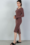 Marsala Side Pocket Maxi Dress With Side Slits /2-2-2