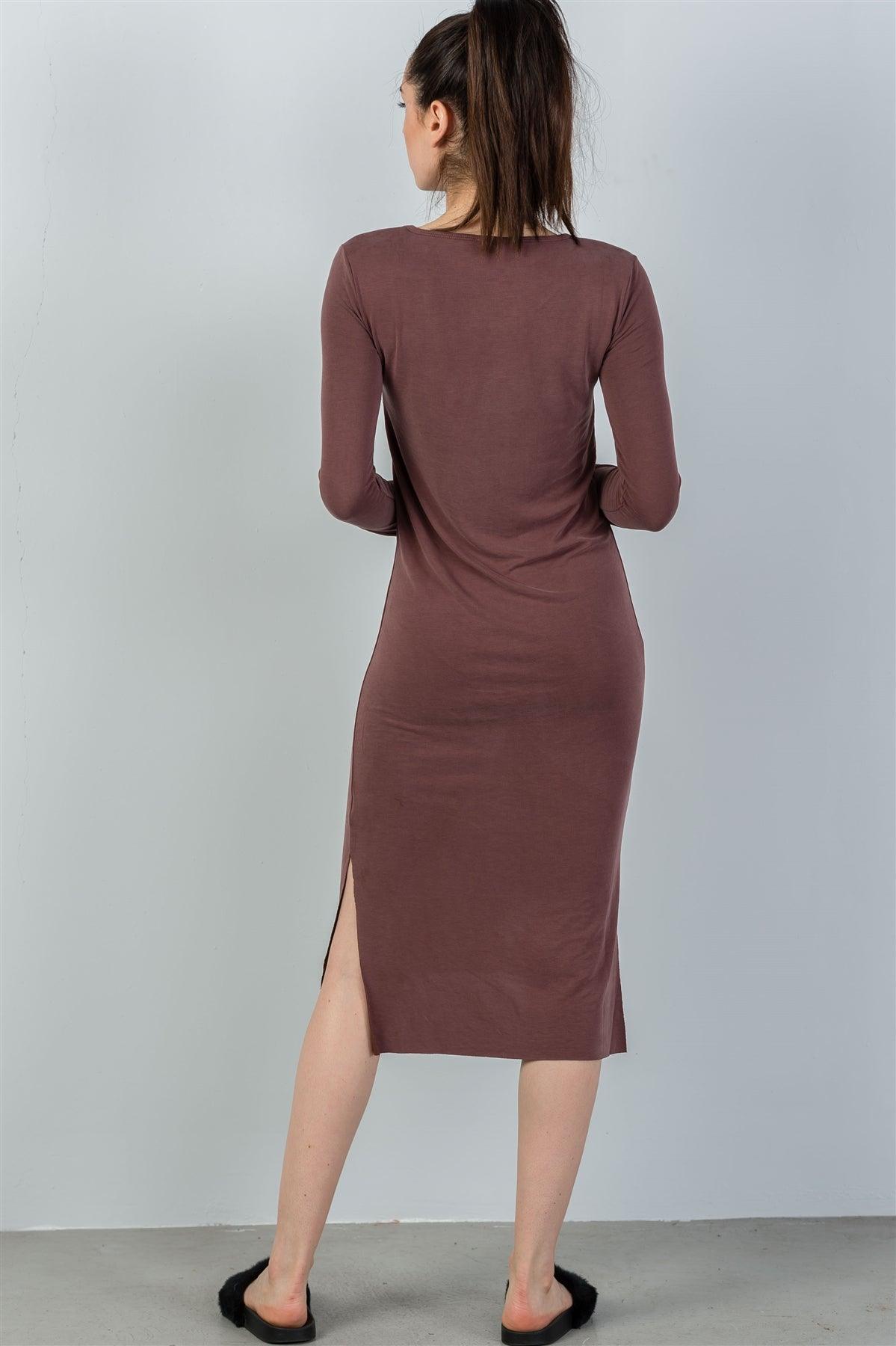 Marsala Side Pocket Maxi Dress With Side Slits /2-2-2