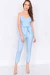 Baby Blue Mock High-Waist V-Neck Cami Casual Chic Jumpsuit /3-2-1