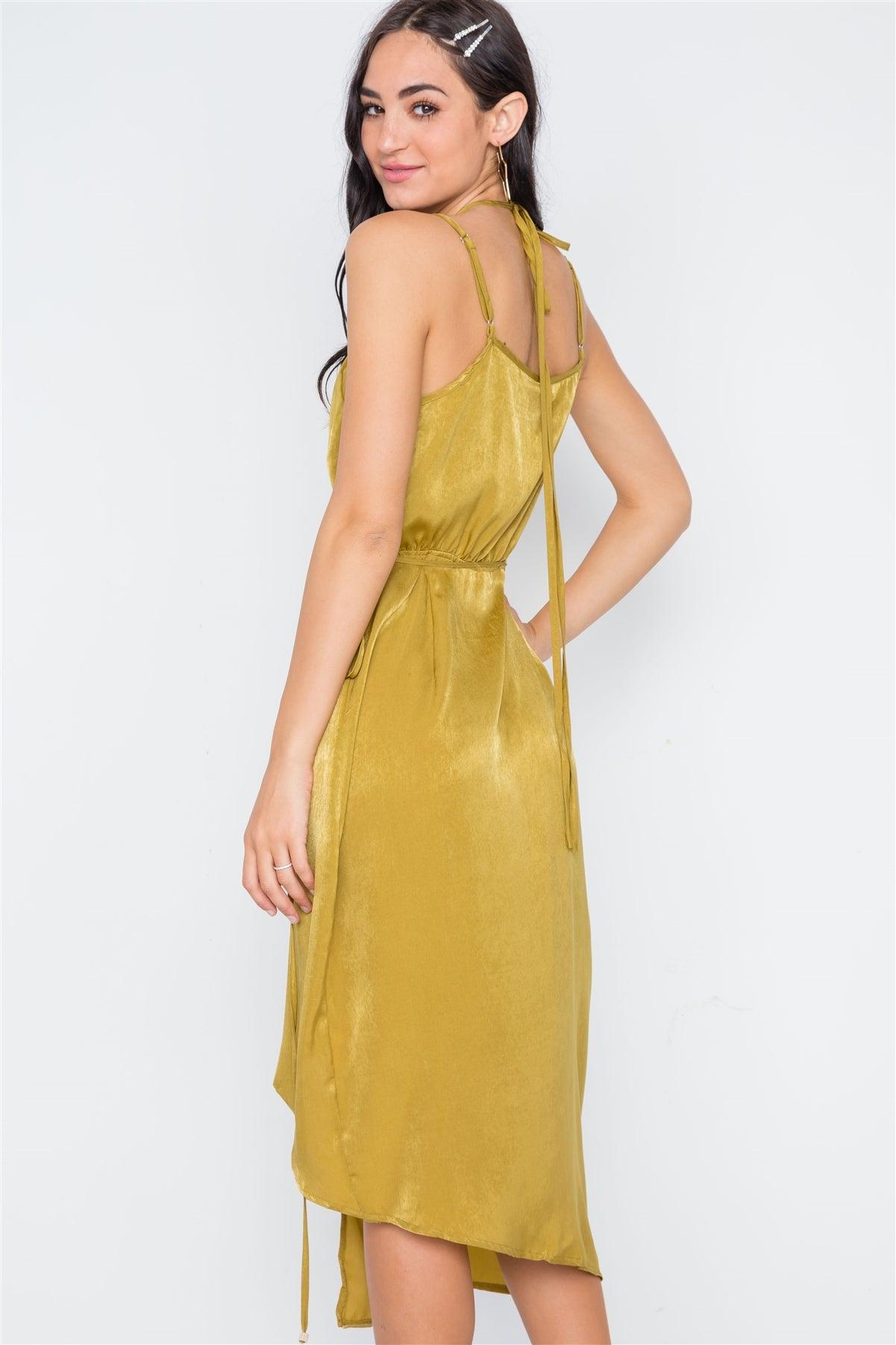 Mustard Asymmetrical Hem Cami Wrap Dress /1-3-2-1