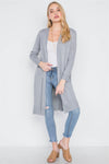 Heather Grey Open Front Pleated Back Cardigan /2-2-2