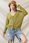 Farm Cable Knit Button-Up Long Sleeve Cardigan Sweater /3-2-1