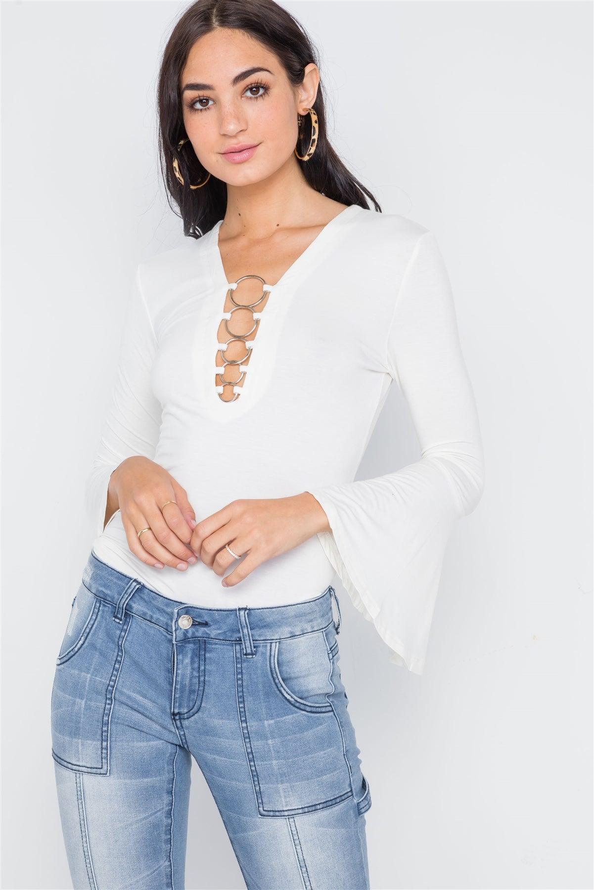 Ivory Bell Sleeves O-Ring Top /3-2-1