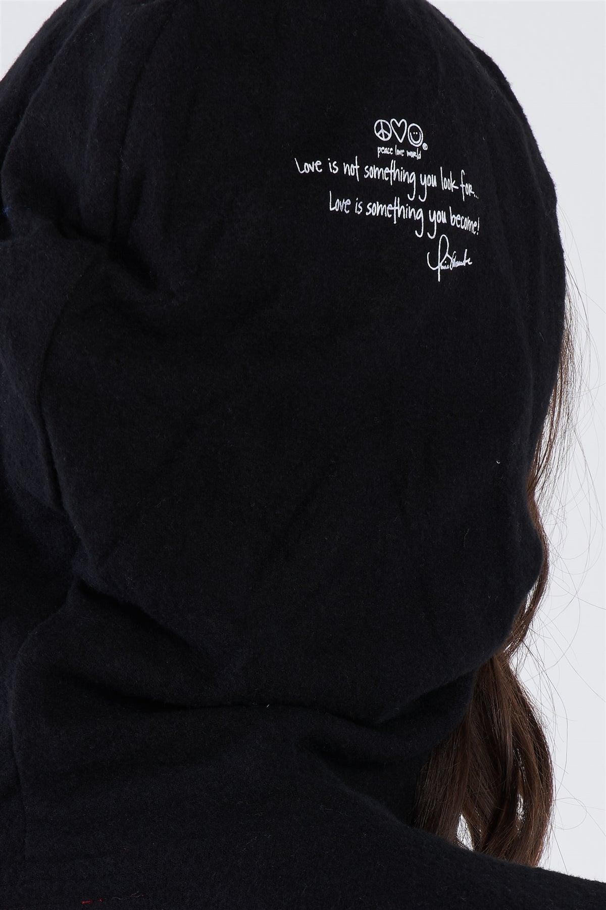 Black Star Embroidered "I Am Light" Graphic Zip Up Hoodie /3-3-1