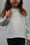 Girls White Embroidery & Stitch Detail Mock Neck Top /1-2-2-1