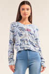 Camo Blue Long Sleeve V-Neck 