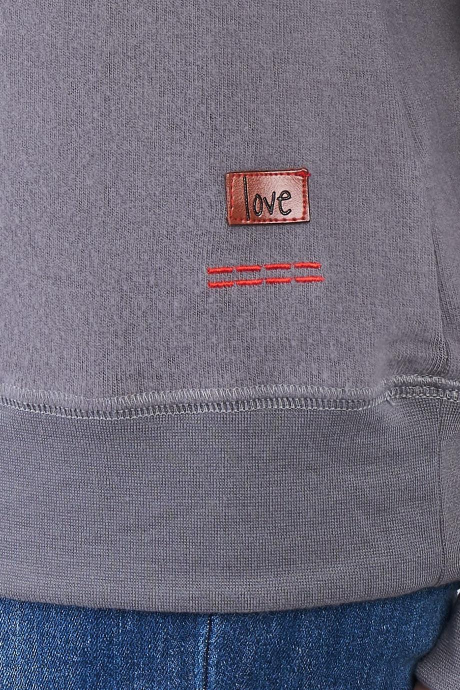 Charcoal Long Sleeve "I Love Sundays" Graphic Crew Neck Comfy Top /2-3