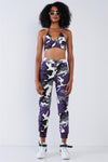 Purple Camouflage High Waisted Parachute Jogger Pant Triangle Halter Crop Top Two Piece Set /2-2-2