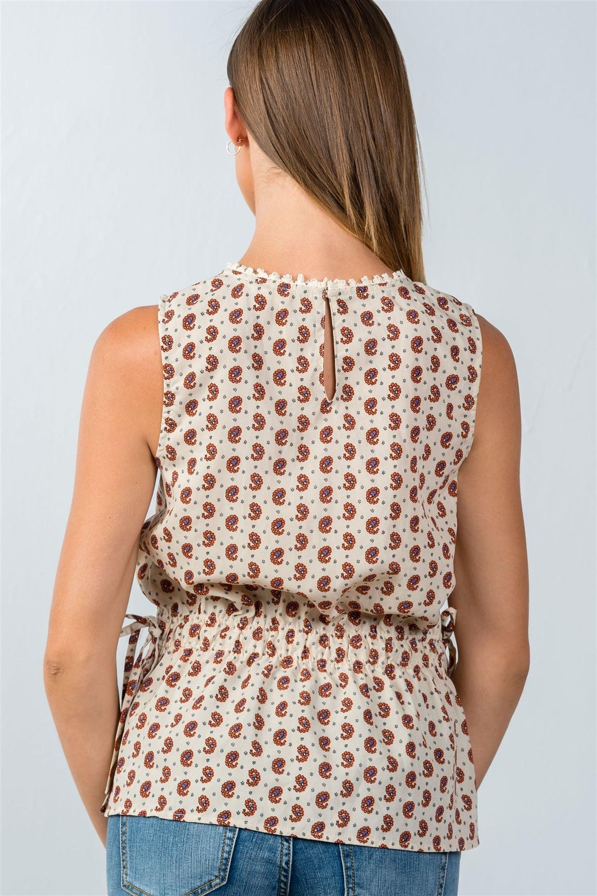 Taupe Sleeveless Side-Tie Top / 2-2-2