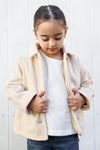 Girls Light Brown Viscose Blend Collared Button Up Jacket /1-2-2-1