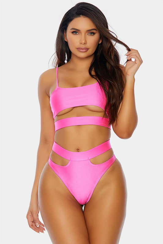 Neon Pink Turks and Caicos Bikini Swimwear 2 Piece Set Swimwear Set