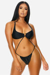 Black Saint Barths Gold Ring Strappy One Piece Swimsuit